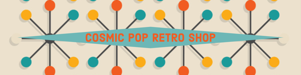 A welcome banner for Cosmic Pop Retro Shop
