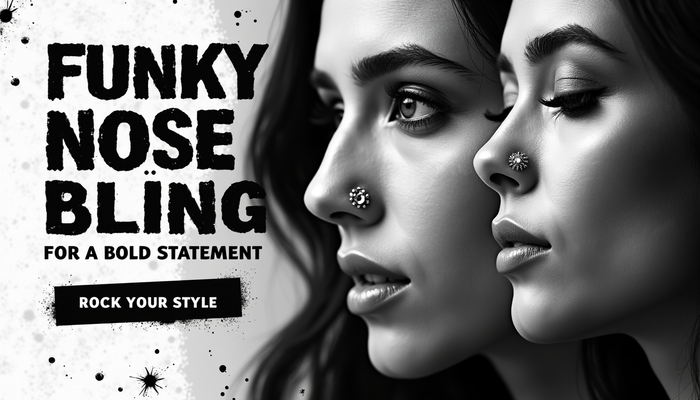 A welcome banner for Funky Nose Gems