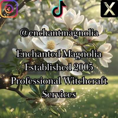 A welcome banner for Enchanted Magnolia Professional Witchcraft Services