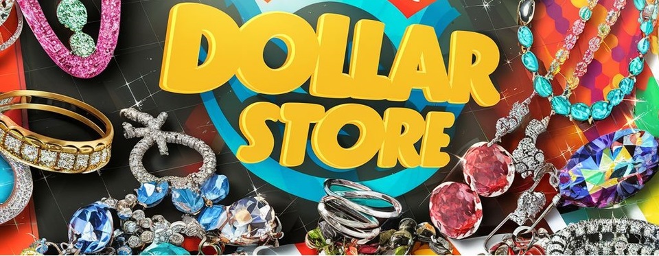 A welcome banner for Dollar Jewelry Store