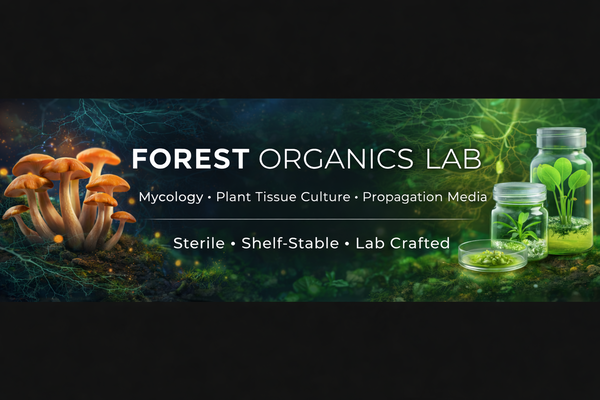 A welcome banner for Forest Organics