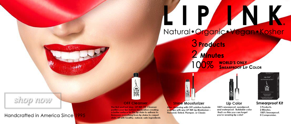 A welcome banner for LIP INK® International