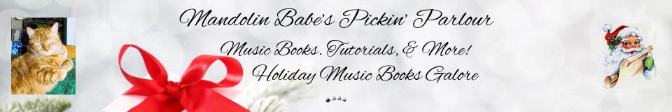 A welcome banner for Mandolin Babe's Pickin Parlour Starting Our 16th Year!  