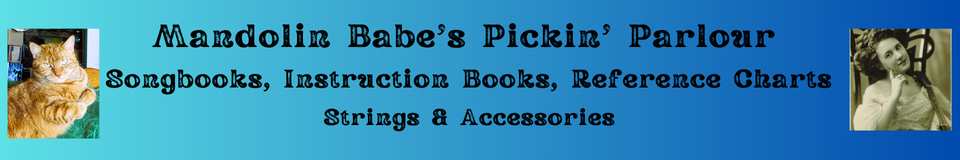 A welcome banner for Mandolin Babe's Pickin Parlour Starting Our 16th Year!  