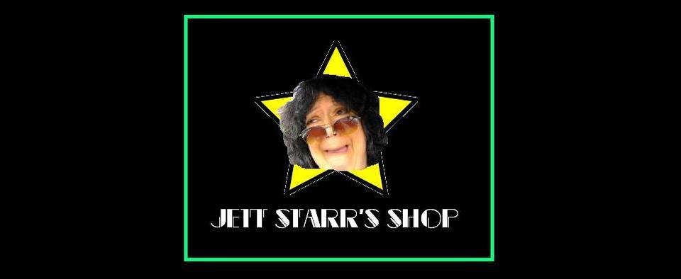 A welcome banner for Jett Starr's Shop
