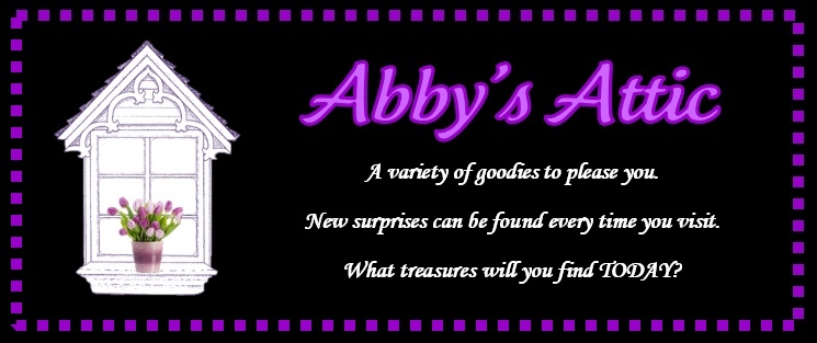 A welcome banner for Abby's Attic