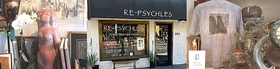 A welcome banner for Re-psychles Vintage Shop and Art gallery