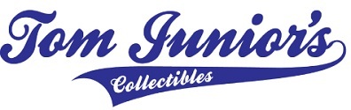 A welcome banner for tom junior's collectibles booth