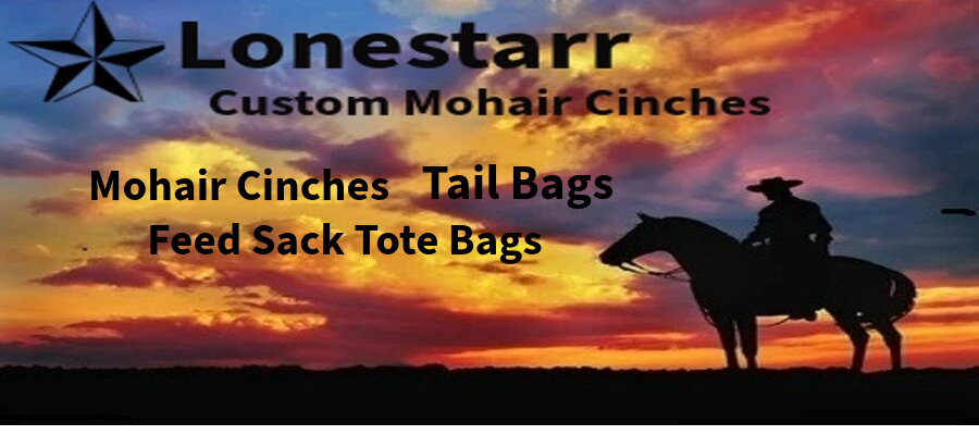 A welcome banner for Lonestarr Custom Mohair Cinches' booth