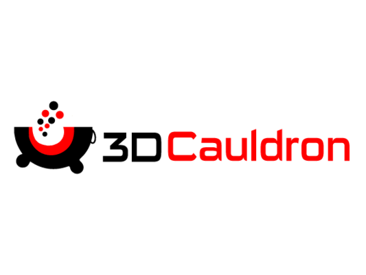 A welcome banner for 3D Cauldron's booth