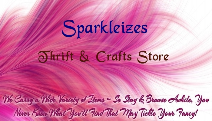 A welcome banner for Sparkleize's Thrift & Crafts Store