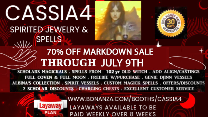 A welcome banner for Cassia4's Spirited Jewelry "Feel the Magick" Haunted Rings Spell Cast Jewelry 