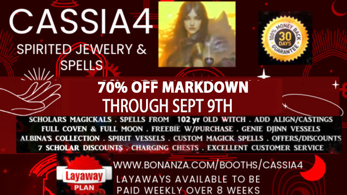 A welcome banner for Cassia4's Spirited Jewelry "Feel the Magick" Haunted Rings Spell Cast Jewelry 