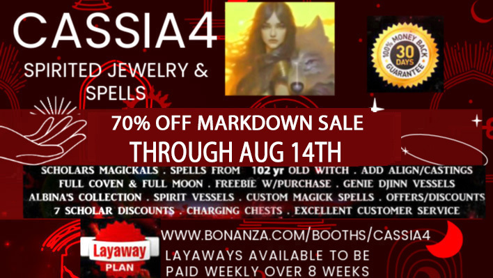 A welcome banner for Cassia4's Spirited Jewelry "Feel the Magick" Haunted Rings Spell Cast Jewelry 