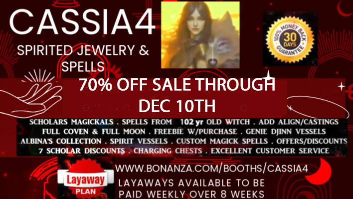 A welcome banner for Cassia4's Spirited Jewelry "Feel the Magick" Haunted Rings Spell Cast Jewelry 
