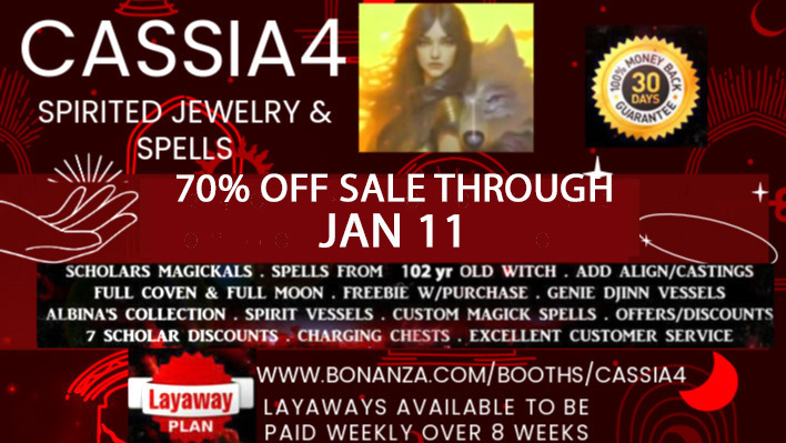 A welcome banner for Cassia4's Spirited Jewelry "Feel the Magick" Haunted Rings Spell Cast Jewelry 