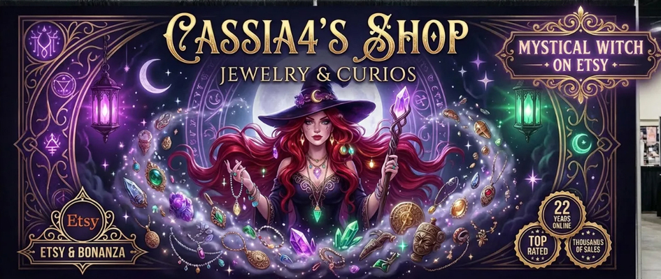 A welcome banner for Cassia4's Spirited Jewelry "Feel the Magick" Haunted Rings Spell Cast Jewelry 