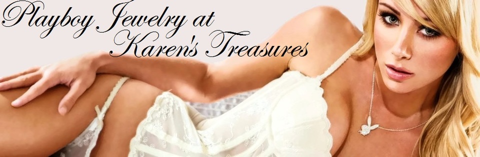A welcome banner for Playboy Jewelry at Karen's Treasures is on sale - up to 75% off retail prices!