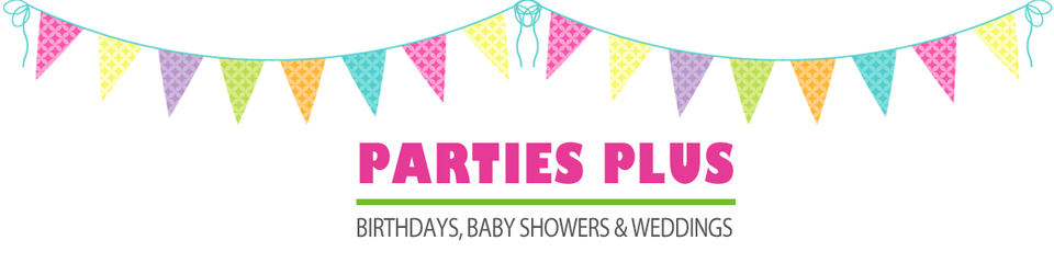 A welcome banner for Parties Plus