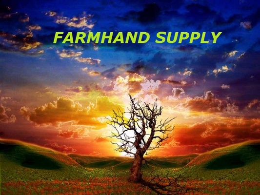 A welcome banner for Farmhand Supply's booth
