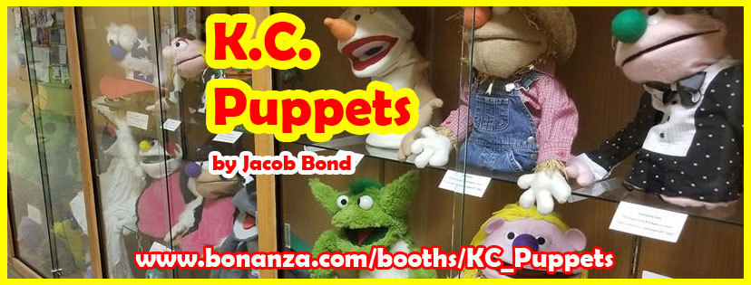 A welcome banner for K.C. Puppets - Professional Handmade & Custom Puppets