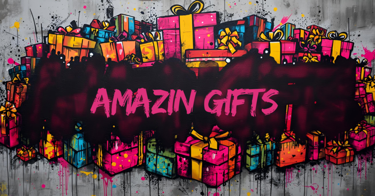 A welcome banner for AMAZIN GIFTS