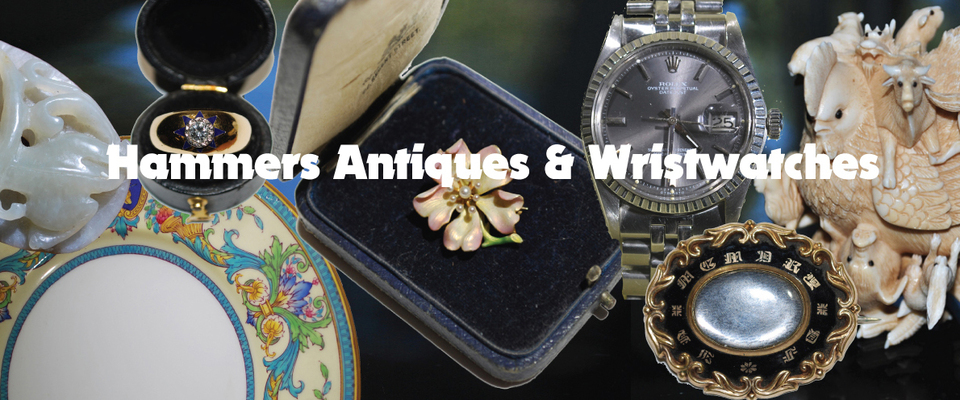 A welcome banner for Hammer's Antiques and Wristwatches
