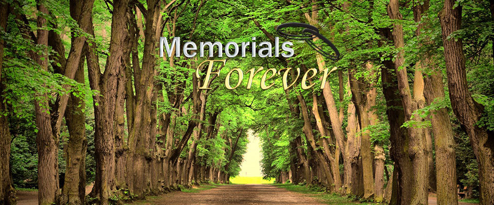 A welcome banner for Memorials Forever's Booth