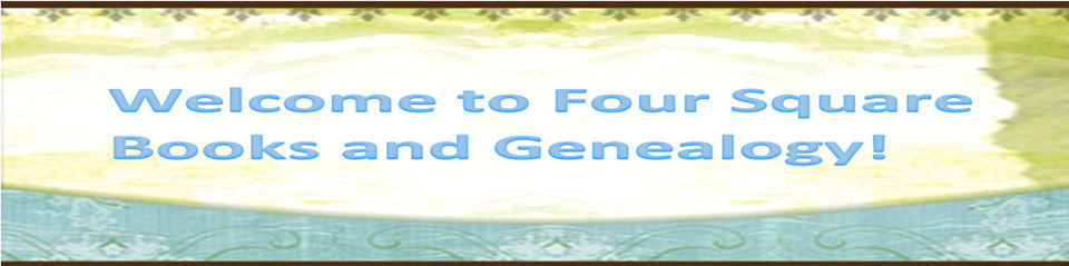 A welcome banner for Four Square Books & Genealogy