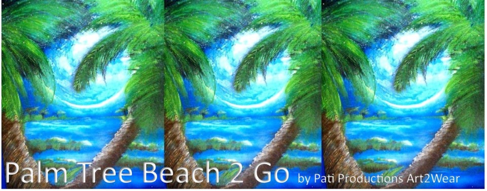 A welcome banner for Palm Tree Beach 2 Go by Swimsuits2Go