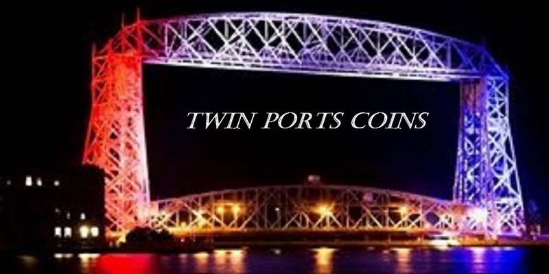 A welcome banner for Twin Ports Coins