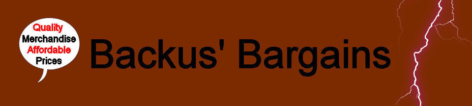A welcome banner for Backus' Bargains