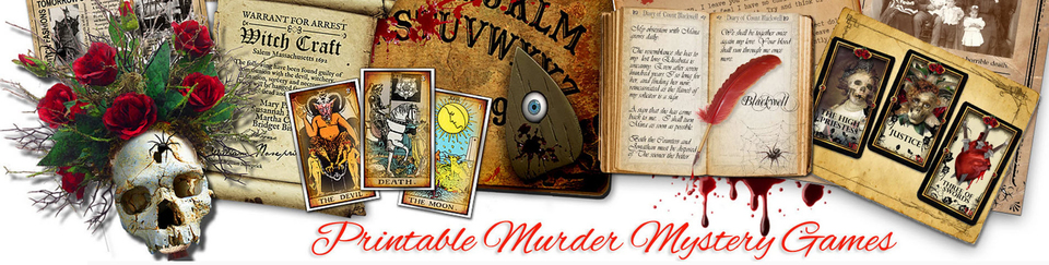 A welcome banner for Murder Mystery Dinner Party Games - Instant download!