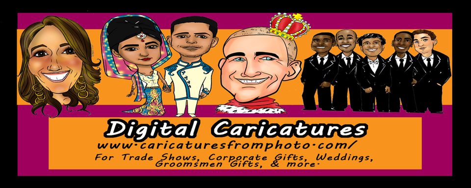 A welcome banner for Groomsmen Gift Caricature Mugs, Caricatures from photo, Caricature Wedding favor
