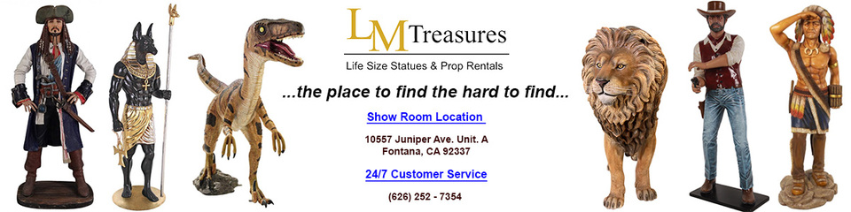 A welcome banner for Lmtreasures - Life Size Statues - Decor