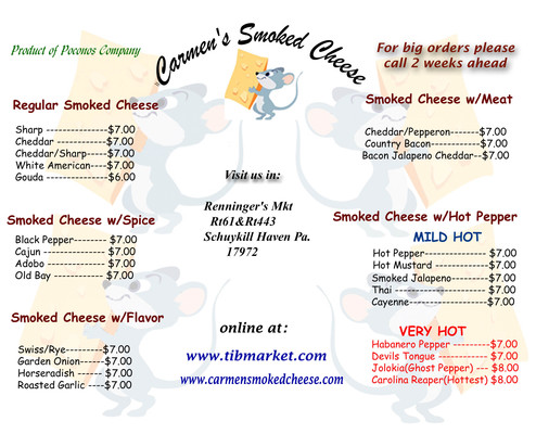 A welcome banner for Carmen Smoked Cheese @ Poconos Company