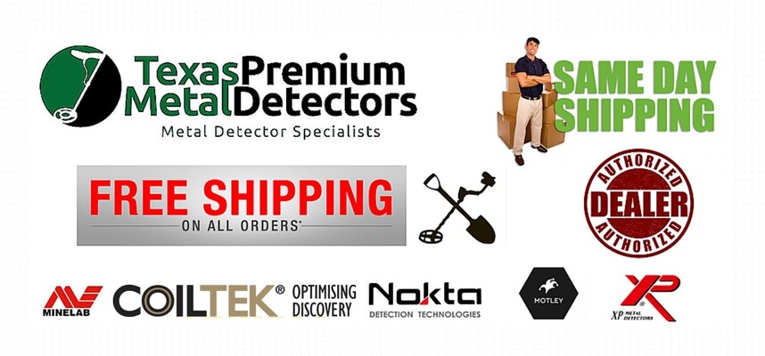 A welcome banner for Texas Premium Metal Detectors - Metal Detector Specialists !