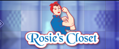 A welcome banner for Rosie's Closet