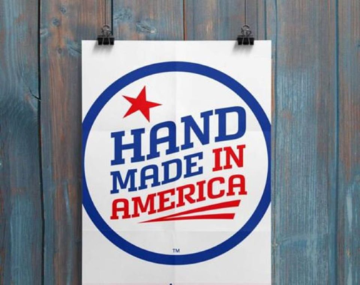 A welcome banner for Handmade by Americans