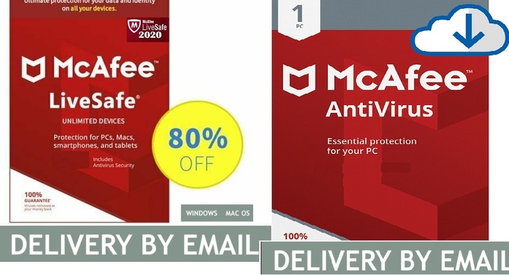 A welcome banner for antivirusspecialist's booth Mcafee Antivirus Livesafe Unlimited PC MAC devices.