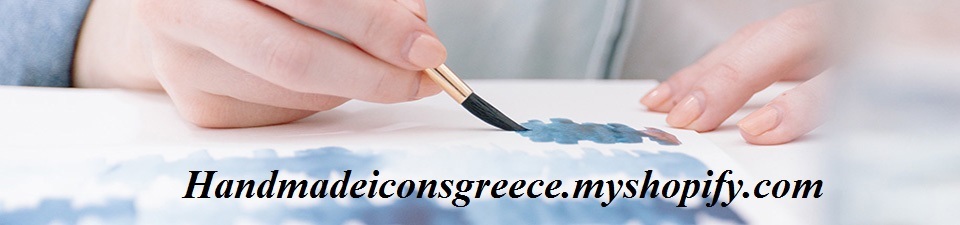 A welcome banner for HandmadeIconsGreece booth