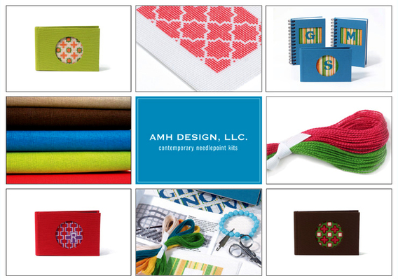 A welcome banner for AMH Design Contemporary Needlepoint Kits