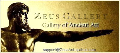 A welcome banner for ZEUS Gallery, Ancient Coins, Artifacts, Vintage Watches