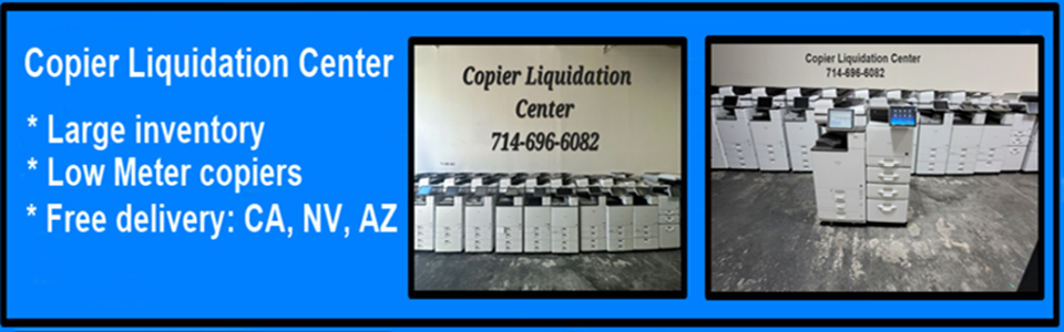 A welcome banner for Copier Liquidation Center USA booth