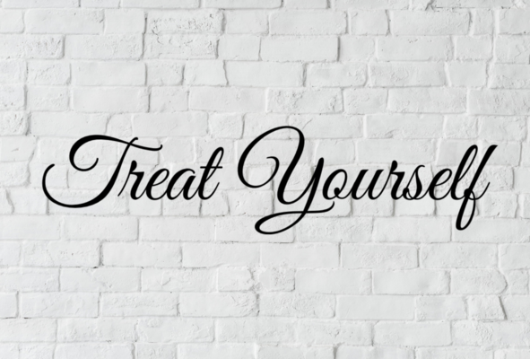A welcome banner for Treat_Yourself 's booth