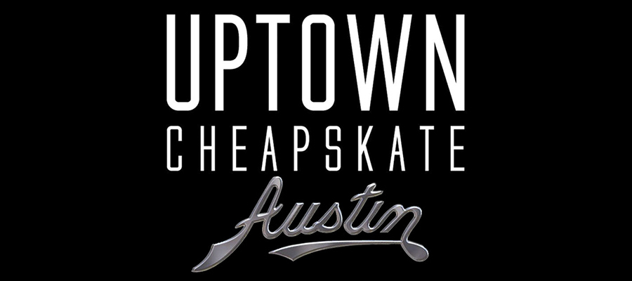 A welcome banner for UptownCheapskate Austin's booth