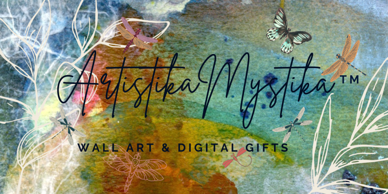 A welcome banner for Artistika Mystika Printable Wall Art and Digital Gifts