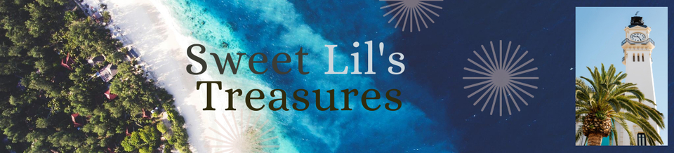 A welcome banner for Sweet Lil's Treasures