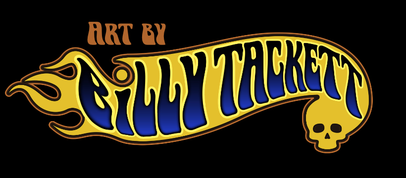 A welcome banner for Billy Tackett Art