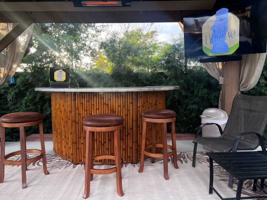 A welcome banner for Tiki Unique-unique tiki bars and patio tables handcrafted in south Florida